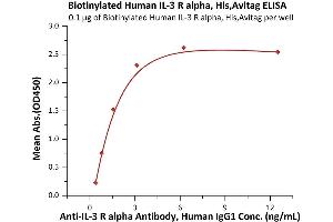 Immobilized Biotinylated Human IL-3 R alpha, His,Avitag (ABIN6973119) at 1 μg/mL (100 μL/well) on streptavidin precoated (0. (IL3RA Protein (AA 19-305) (His tag,AVI tag,Biotin))