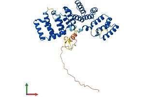AlphaFold protein structure predicition of Mouse Recombinant Ptcd2 Protein, UniprotID Q8R3K3 (PTCD2 Protein (AA 1-381) (His tag))