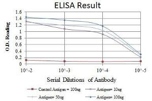 Red: Control Antigen (100 ng), Purple: Antigen (10 ng), Green: Antigen (50 ng), Blue: Antigen (100 ng),